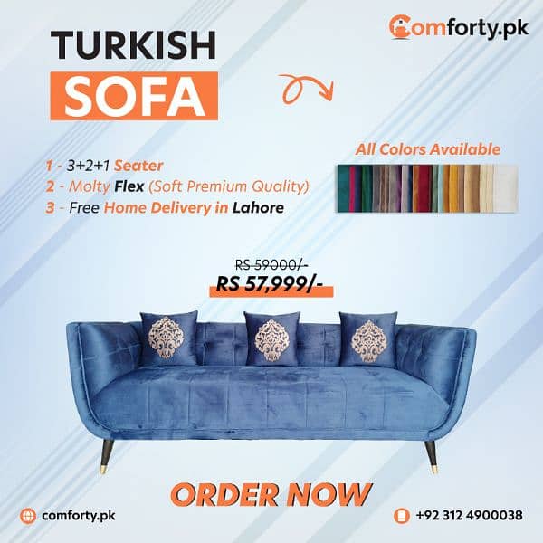 6 Seater Sofa - Turkish Sofa - Molty Foam Sofa - Comforty Sofa -lahore 7