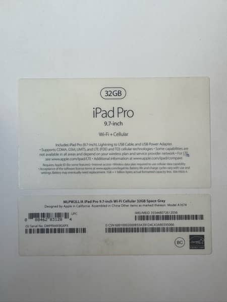 Apple IPad Pro 9.7 inch Cellular & WiFi PTA approved 4