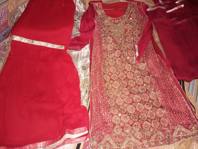 Brand new Red 3 pc dress with Gharara 3