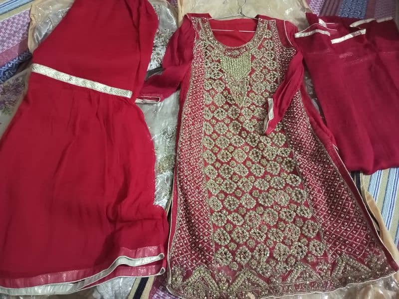 Brand new Red 3 pc dress with Gharara 4