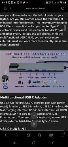 USB C Hub (8 in 1 Multifunction Adapter for MacBook & Window 0