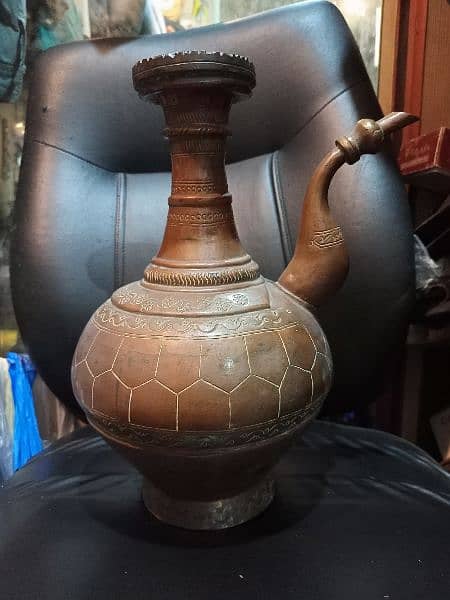 Antique Afghani water pot, made of copper,Weight: 1.75 Kg. Vintage pot 4