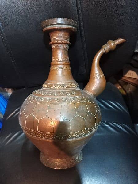 Antique Afghani water pot, made of copper,Weight: 1.75 Kg. Vintage pot 6