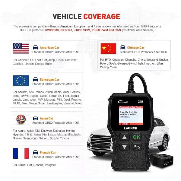 Launch X431 Creader CR319 Auto Code Reader OBD2 Scanner Full OBDII 1