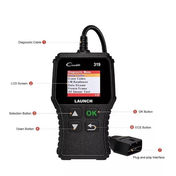 Launch X431 Creader CR319 Auto Code Reader OBD2 Scanner Full OBDII 3