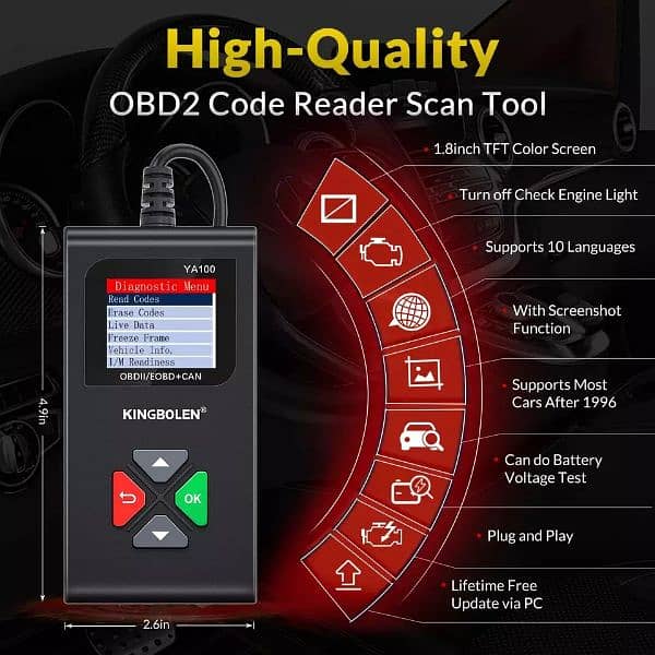 KINGBOLEN YA100 Enhanced Obd2 Scanner, Check Engine Read Code 1