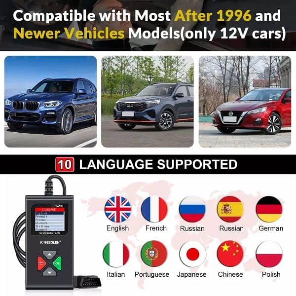 KINGBOLEN YA100 Enhanced Obd2 Scanner, Check Engine Read Code 6