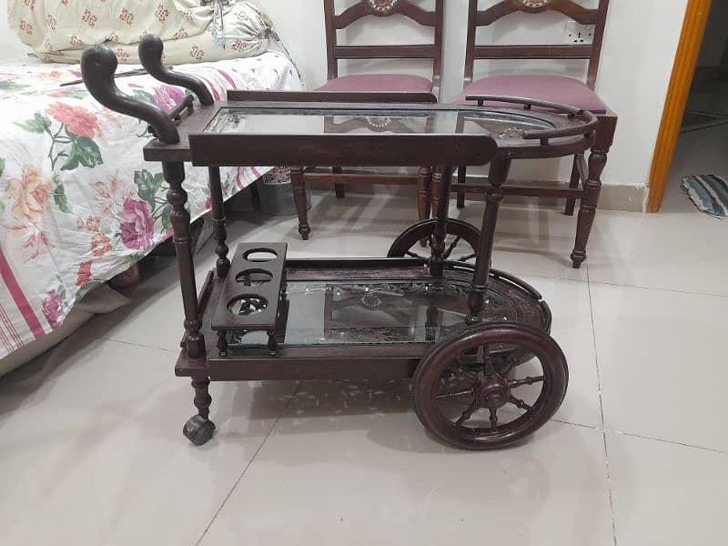 tea trolley /made from pure shesham wood/glass on top 0