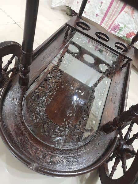 tea trolley /made from pure shesham wood/glass on top 1