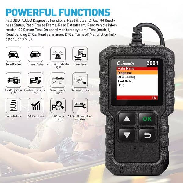 LAUNCH X431 CR3001 Car OBDII Scanner Check Engine Light 0