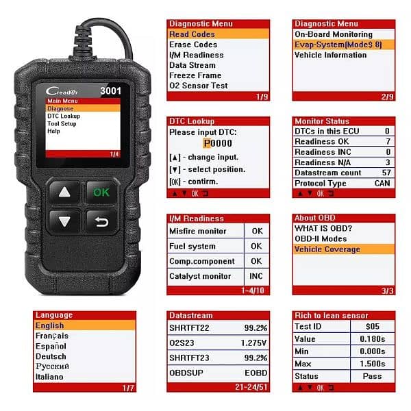 LAUNCH X431 CR3001 Car OBDII Scanner Check Engine Light 1