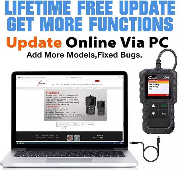 LAUNCH X431 CR3001 Car OBDII Scanner Check Engine Light 5