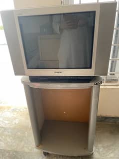 Sony Tv with Remote and Tv Trolley.