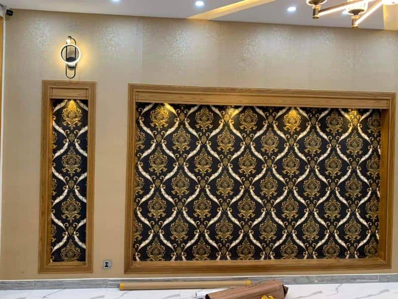 Pvc Wall panel. Wallpaper. Blinds. Wooden Pvc Floor sheet. Ceiling. 15