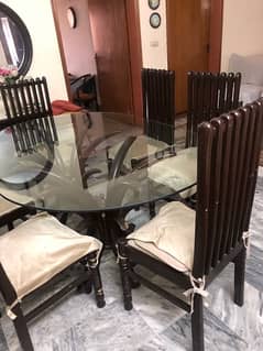 dining table wooden with six chairs