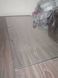 glass dinning table with solid wood base