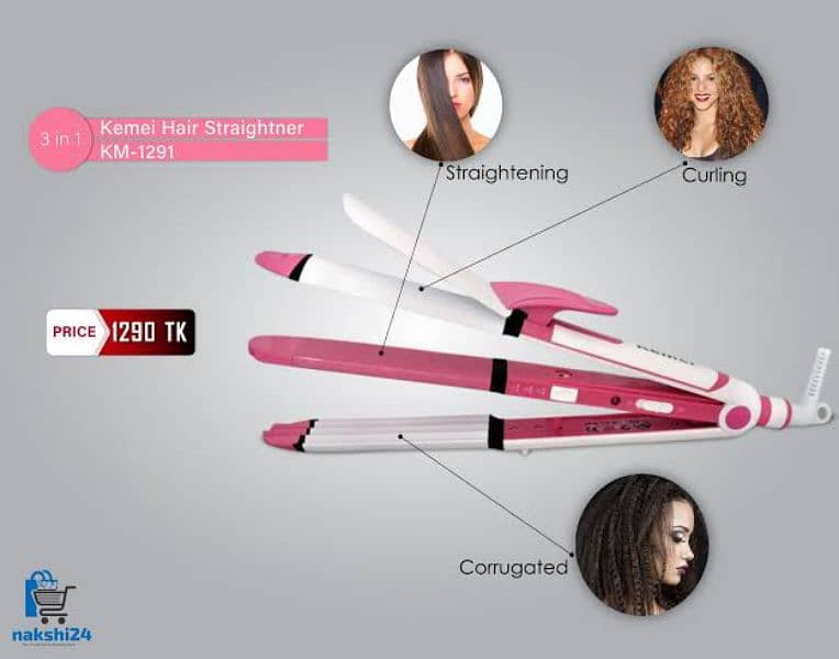 kemei  km-1291  3 in 1 Professional Hair Straightener (Brand New) 1