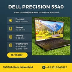 laptop dell precision 5540  Xeon E-2276M|16GB Ram|512GB SSD|4GB Card