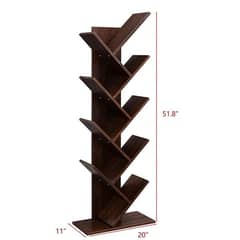 Wood Book Shelf Floor Standing Book Case - Brown