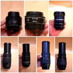 Canon lenses 50mm stm, 10-22mm,55-250mm,75-300mm sigma/Tamron 70-300