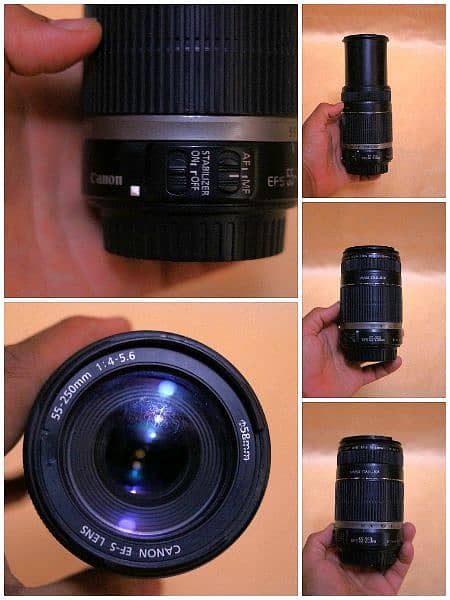 Canon lenses 50mm stm, 10-22mm,55-250mm,75-300mm sigma/Tamron 70-300 4