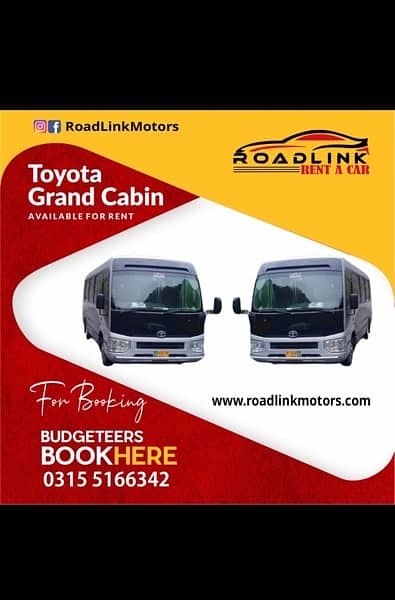 Grand Cabin Hiace For Rent , Coaster For Rent / Rent a Car 0