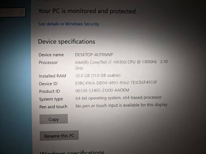 laptop HP 840 G7 i7 10th Generation Ram 32GB Rom 512 SSD 9