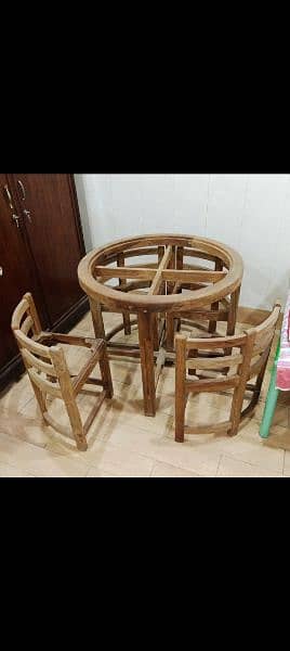 Pure Taali Wood Chinioti Dining Table Raw Structure With 4 Chairs 1