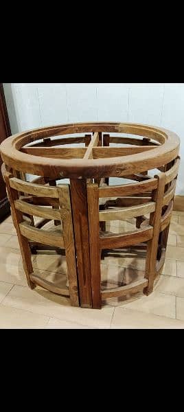 Pure Taali Wood Chinioti Dining Table Raw Structure With 4 Chairs 4
