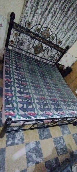 Selling King Size Iron Bed (with Mattress) 10