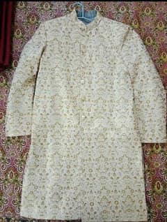 NEW GOLD SHERWANI WITH CHADAR KHUSSA