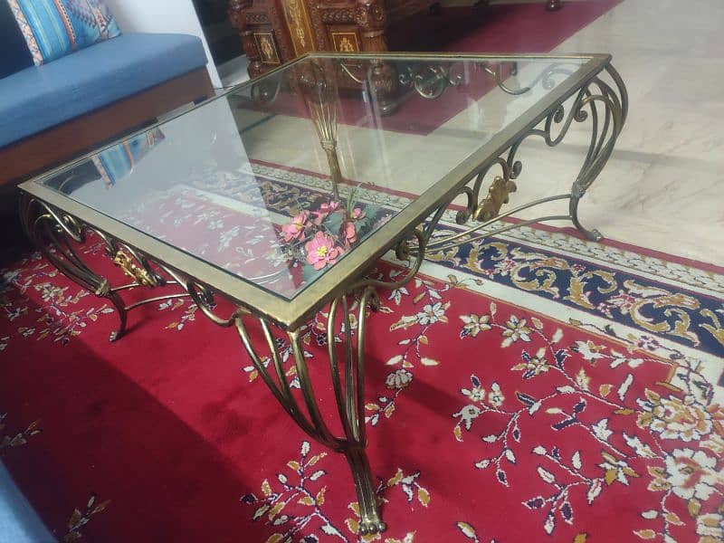 Designer solid Iron center Table for sale with new glass top 0