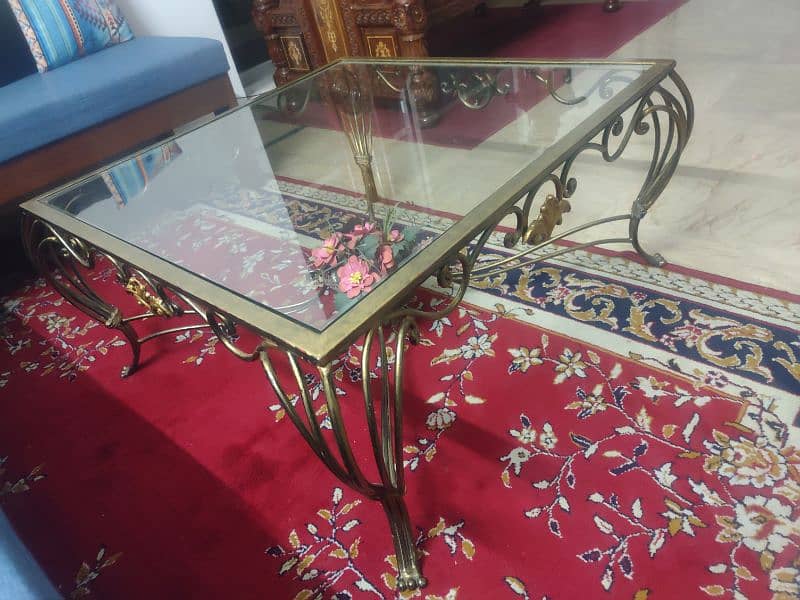 Designer solid Iron center Table with new glass top 0