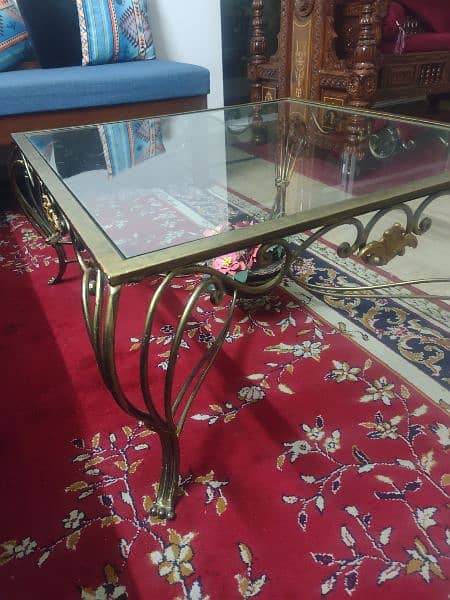 Designer solid Iron center Table for sale with new glass top 2