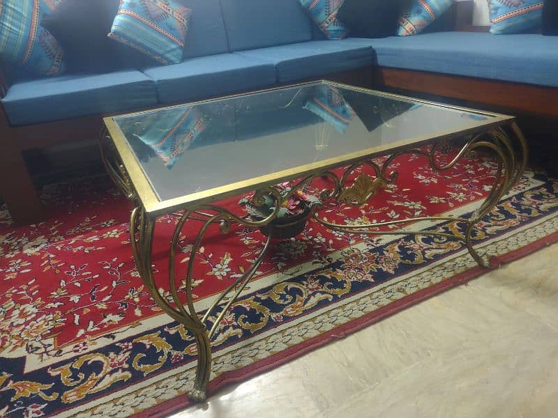Designer solid Iron center Table for sale with new glass top 5