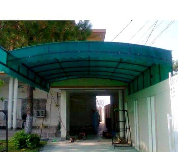 Fiberglass shade in Lahore with iron stracture /door gate /grill 13