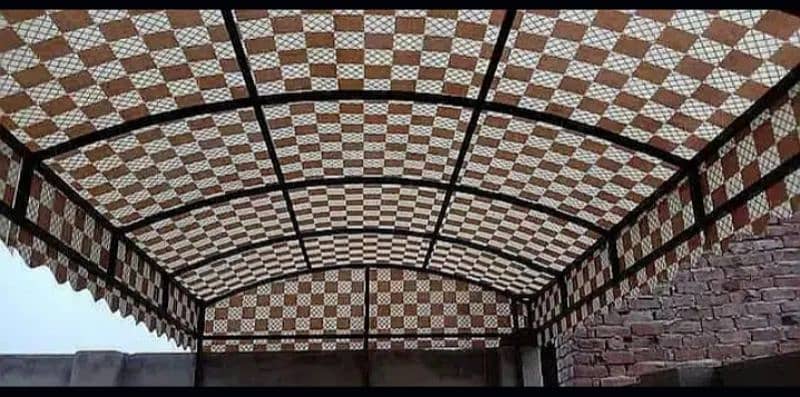 Fiberglass shade in Lahore with iron stracture /door gate /grill 14