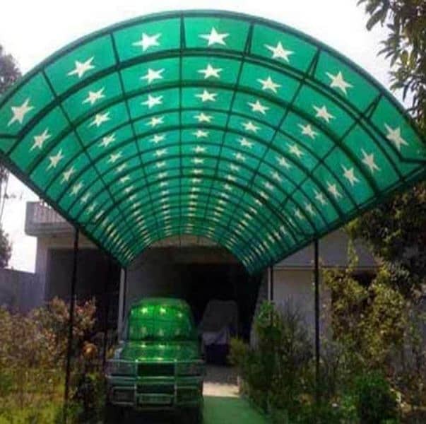 Fiberglass shade in Lahore with iron stracture /door gate /grill 16