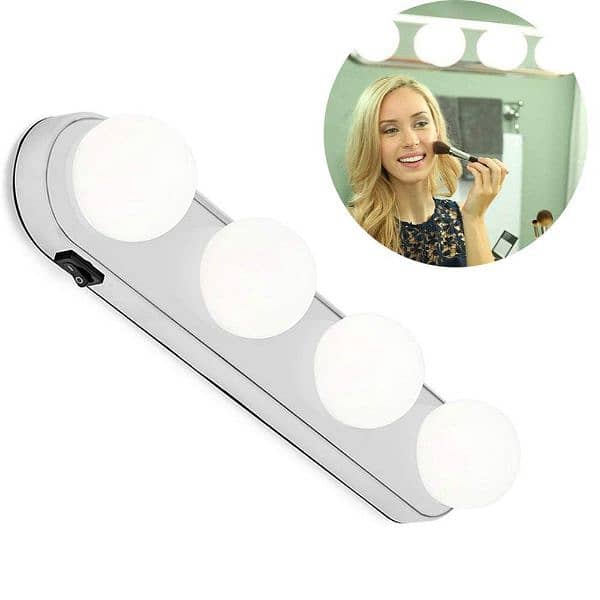 Portable LED Mirror Light 4 Bulb Makeup Night Light Makeup Studio Lamp 4