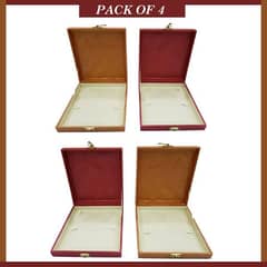 Pack Of 4 Jewelry Display Box Case Organizers With Flat Pads