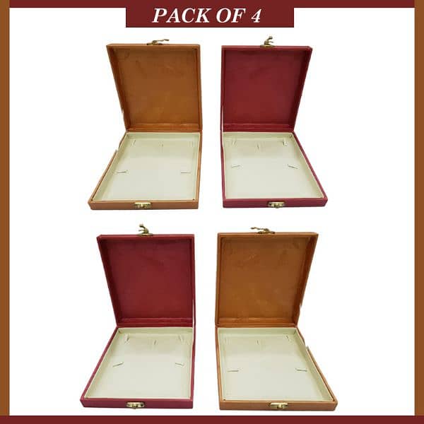 Pack Of 4 Jewelry Display Box Case Organizers With Flat Pads 0