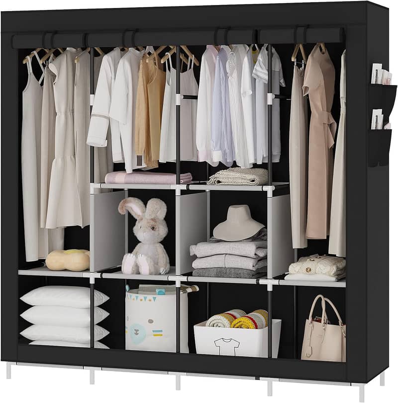 Canvas Portable Large Wardrobe Free Standing Clothes Storage 0