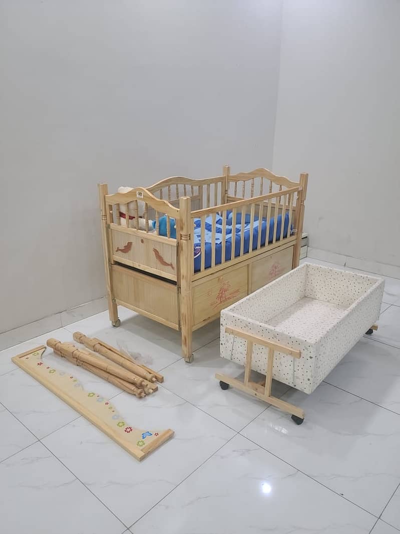 Multi-Function Wooden Baby Crib + FREE Baby Wooden Swing 16