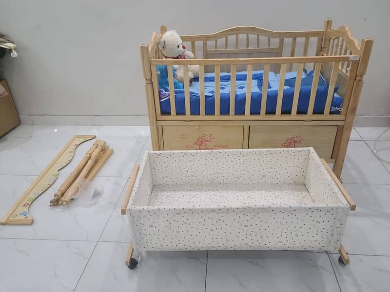 Multi-Function Wooden Baby Crib + FREE Baby Wooden Swing 1