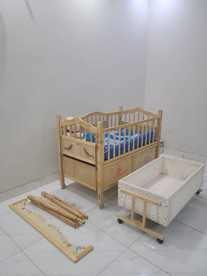 Multi-Function Wooden Baby Crib + FREE Baby Wooden Swing 3