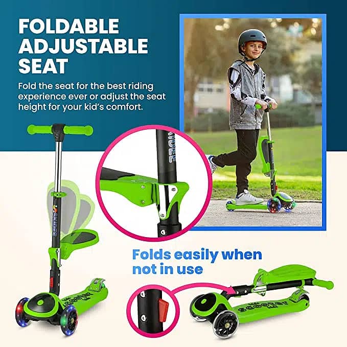 Kids Scooty | Foldable Scooty | Scooter | With Music & Lights | Import 2