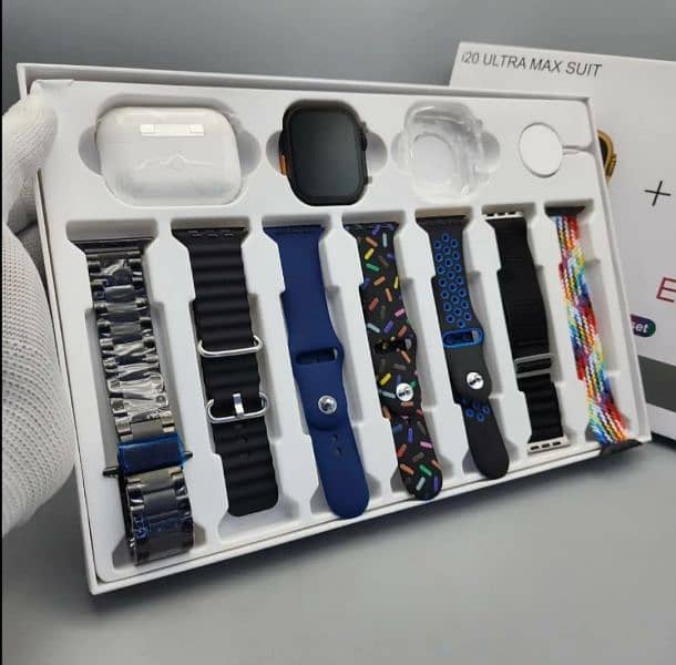 Orignal i20 Ultra Max Suit Smart Watch 7Straps 7 in 1 with Earbuds 2