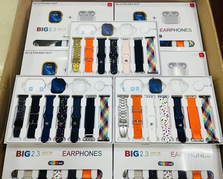 Orignal i20 Ultra Max Suit Smart Watch 7Straps 7 in 1 with Earbuds 5