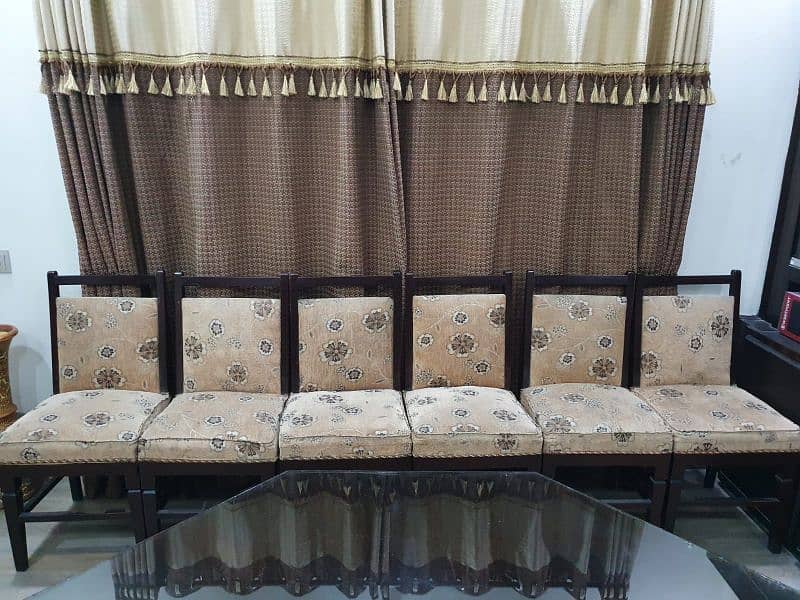 6 chair dining table with bottom lamp made of solid wood (deyar) 2