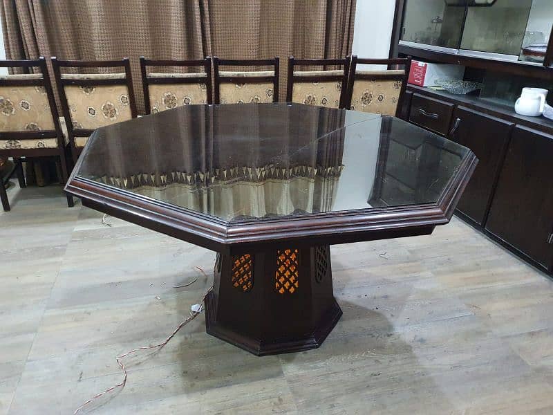 6 chair dining table with bottom lamp made of solid wood (deyar) 10